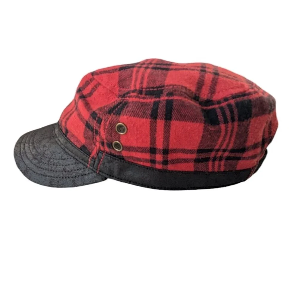 Scala Pronto Plaid Women's Hat Sz OS Red Black Cotton Cap Y-2